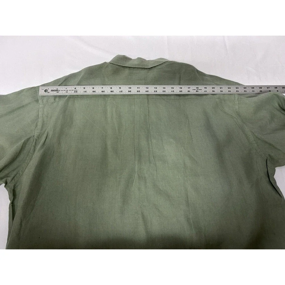 Banana Republic 100% Irish Linen Green Shirt Long Sleeve Button Pocket Men's XL